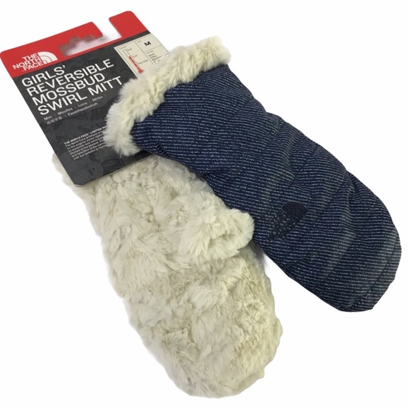 The North Face Other - THE NORTH FACE Reversible Navy & Fuzzy Mittens NEW